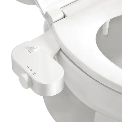 THAMEBA 변기용 비데 부착물, 조절 가능한 각도가 있는 자동 청소 변기 부착물(흰색) White